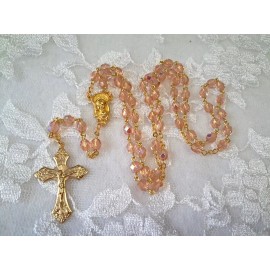La Petit Rose AB Czech Crystal Rosary in Gold