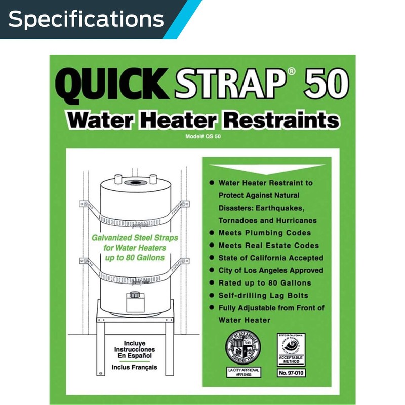 HoldRite QuickStrap for 80 Gallon Water Heater, Galvanized Stainless Steel,