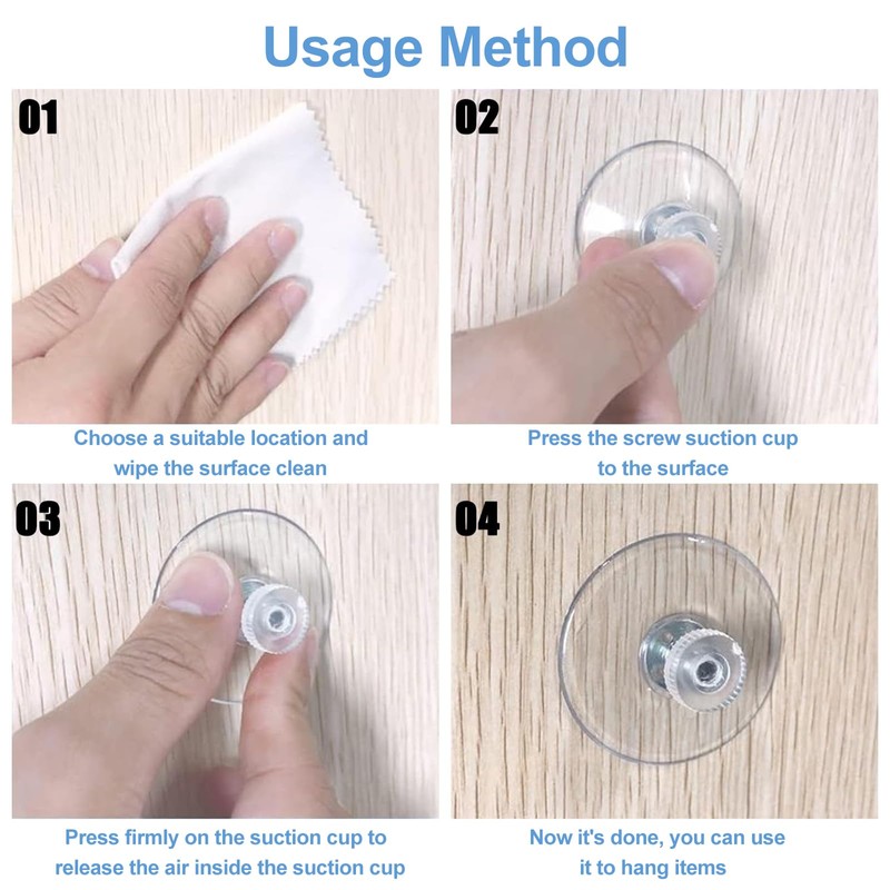 Pack of 12 Suction Cups with Thread and Knurled Nut,