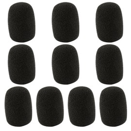 Tabanzhe 10 PCS Microphone Foam Covers,Mini Headset Microphone Noise Filter,Black Pop Shield Wind Protection Cover for Variety of Headset Microphone