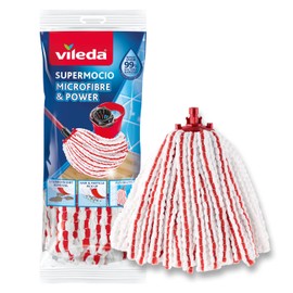 Vileda SuperMocio Mikrofaser und Power Ersatz-Moppkopf, für alle SuperMocio Wischsysteme, optimale Aufnahme von losen Haaren und Schmutz, entfernt über 99% der Bakterien nur mit Wasser, 1er Pack