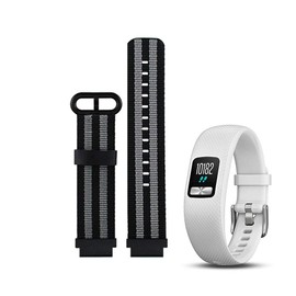 C2D JOY Classic Nylon Weave Band Compatible with Garmin Garmin vivofit 4 Activity Tracker Bands Replacement Accessory with Metal Case for Women Men - Small (Black/Gray)