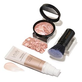 LAURA GELLER NEW YORK Ready-n-Radiant Kit (3 piezas) - Baked Bronze-n-Brighten, Fair + Spackle - Base perfeccionadora de la piel de gran tamaño, brillo champán + pincel Kabuki retráctil en ángulo