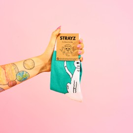 STRAYZ Cat Socks - Funny Colourful Cotton Socks - Gift for Cat Lovers and Cat Ladies, turquoise