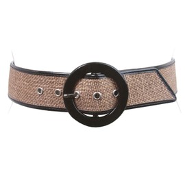 Ladies Patent Leather Piping Edge High Waist Fashion Belt Size: S/M - 32" Color: Gold