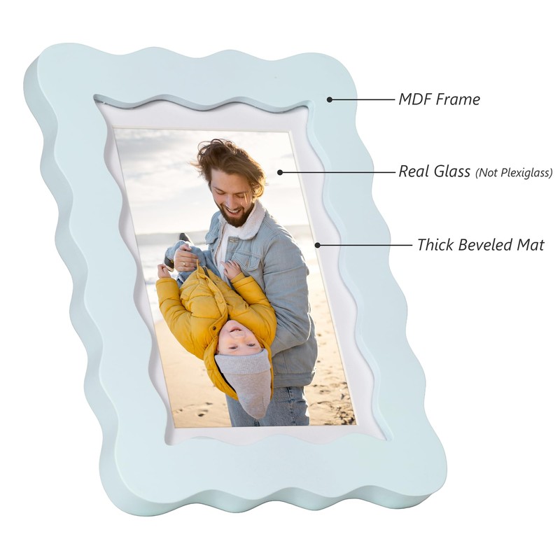 5x7 Cute Picture Frame, Wavy Curved Photo Frame with 4x6