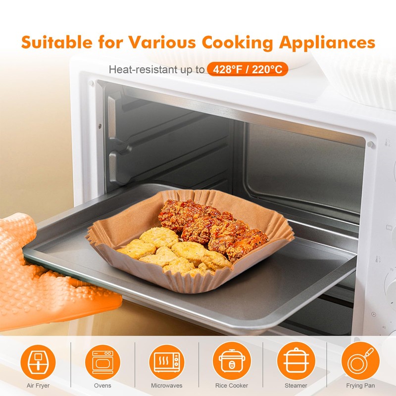 GRIFEMA Square Air Fryer Paper for Cosori Cecotec 2-4 L,