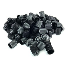 KEX Pack of 100 Black Valve Stem Caps for Schrader Type Valve Stems on Automotive, Truck, Trailer, Bicycle and Other Applications