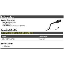 Marketplace Auto Parts Gear Selector Lever - Compatible with 1992-1997 Ford F-250 (with E4OD Automatic Transmission)