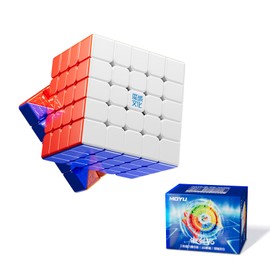 Moyu Aochuang V6 5x5 Magnetic Stickerless UV Coated Speed Cube, 5 by 5 Flagship Edition Cube, 160 Magnets, Anti-Stick Design Adjustable Elasticity Magic Cube (Upgraded 3-Track Premium+Magic Cloth)