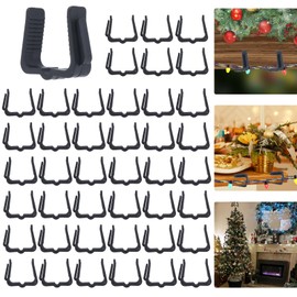 Lifreer 50PCS Christmas Light Clips, Gutter Hooks Outdoor Lights Hooks Clips String Lights Hooks Mini Hang Hooks Plastic Clips for Christmas Party Outside Lights Decoration (Black)