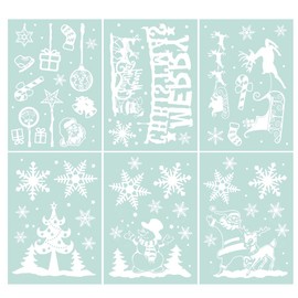 VEYLIN 104 Static Snow Flakes Stickers Merry Christmas Snowflakes Window Clings for Xmas Window Display - Static PVC Stickers