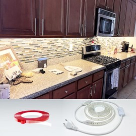Q.Laomi LED Strip 2 m, Super Bright LED Strip 220 V 230 V Direct Connection, Waterproof IP65 LED Strip with Switch, 3000 K Warm White LED Light Strip for Kitchen, Bathroom, Workbench, LED Strip Warm