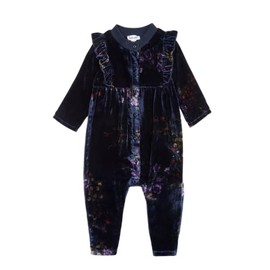Splendid Kids Girl's Floral Velvet Onesie, Eclipse, 6-9M