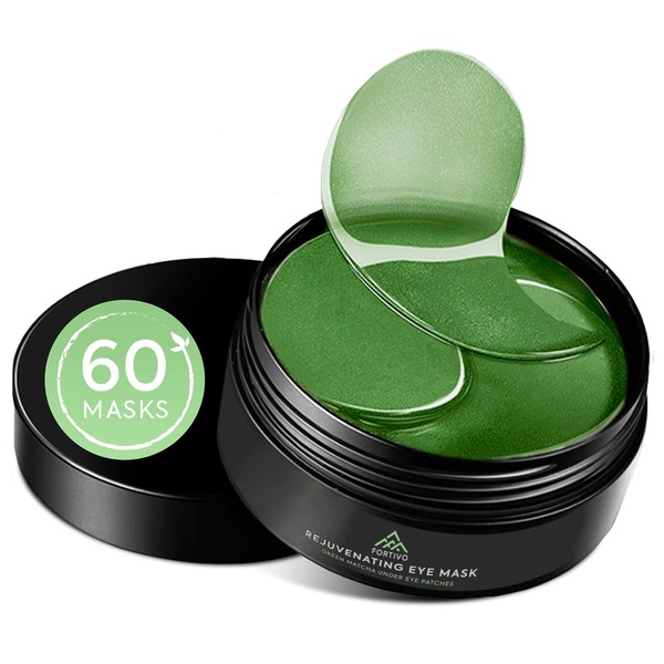 Fortivo Green Tea Eye Gel Pads, Under Eye Masks for Dark Circles and Puffiness, Nourishing Skin Treatment for Women