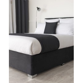 Belledorm 19" Extra Deep Base Wrap Valance Sheet - Transforms a drab looking bed base divan - Luxury Faux Suede (Black, King)