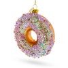 Pink Glazed Doughnut Blown Glass Christmas Ornament