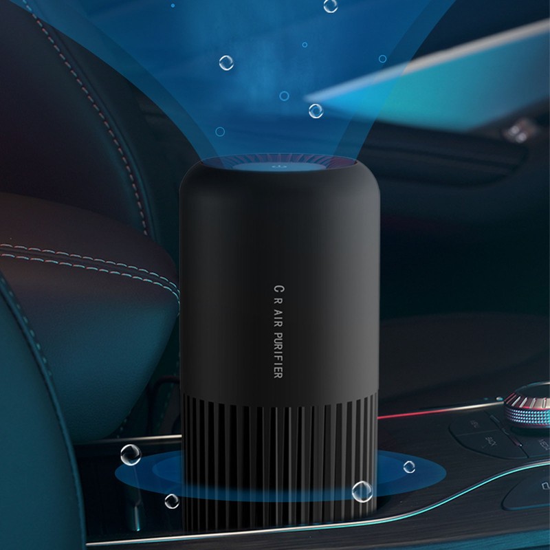 Black Air Purifier Portable USB Powered Low Noise Car Air