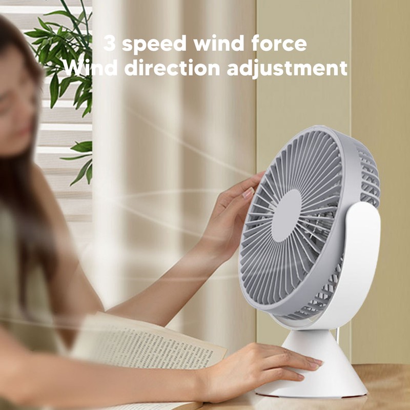 Mini Desk Fan with Hook USB Rechargeable 3 Speeds Wind