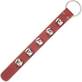 Bevin Bells Leather Sleigh Bell Strap | Five (1 ") Bells | Red/Nickel | Door Hanger | Dog Potty Training | Made of Steel | Christmas Holiday Decoration | Sturdy Hanging Loop | Made in CT, USA