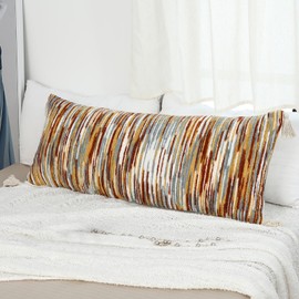 Labilin Boho Long Lumbar Cushion Covers 14x36 Farmhouse Decorative Cushion Case Multicolor Pillows Cover Chenille Cushion Cover With Tassels 3D Striped Pillowcase for Sofa Couch Bed, Camouflage
