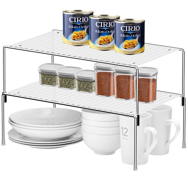 Homics Set of 2 Kitchen Cabinet Organizer Shelves, Stackable Tupperware