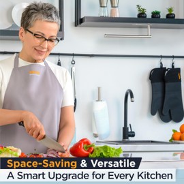 Deiss Pro Paper Towel Holder – Under Cabinet, Wall Mount, or Countertop – Rust-Resistant Stainless Steel, One-Handed Tear Design, Space-Saving Paper Towel Dispenser, Towel Holder for Kitchen