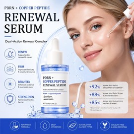 GHK-Cu Suero de Péptido de Cobre con PDRN para el Rostro - Complejo Renovador de Doble Acción para Reafirmar, Iluminar e Hidratar - Suero Antienvejecimiento Ligero para Todo Tipo de Piel (30ml)
