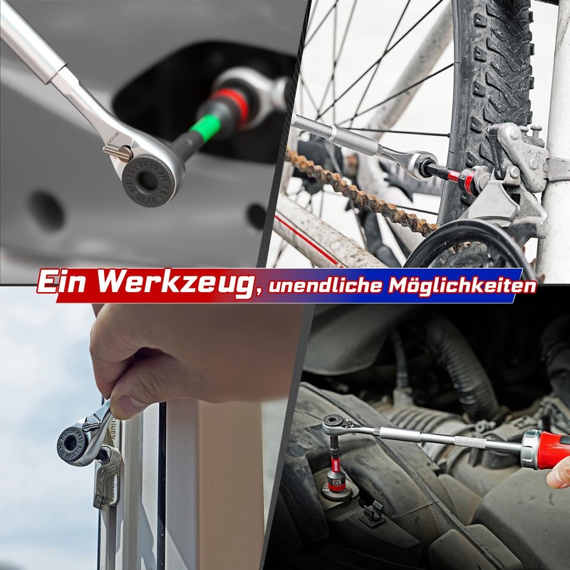 GEINXURN 19-Piece Ratchet Screwdriver and Bit Holder Removable Ergonomic Handle