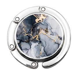 Mezrkuwr Bag Holder for Table Marble Pattern Table Handbag Holder Hook Foldable Non-Slip Bag Hook Holder for Handbags Table Top Bag Holder Black Gold