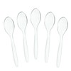 Plasticpro Disposable Clear Plastic Tea Spoons Heavyweight Utensils Pack of 100 Count
