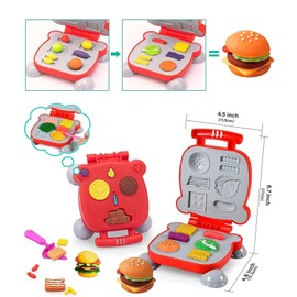 Jaeespon Playdough Accessories for Children Playdough Set Including Shapes Stamp Hamburger Scissors Rolling Pin and Storage Box, Party Favors Set for Age 3+