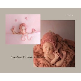 Zeroest Baby Photography Props Luxurious Hat Photo Shoot Outfits Newborn Girl Crochet Costume Infant Knitted Hats (Light Orange)