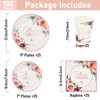 UVTQSSP 100 Pcs Bridal Shower Plates and Naplins Sets Rose