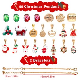 24 Days Christmas Countdown Calendar, Bracelet Craft Christmas Set, Advent Calendar 2024 Children Girls with 2 Bracelets e 22 Jewellery, DIY Bracelets for Children Girls