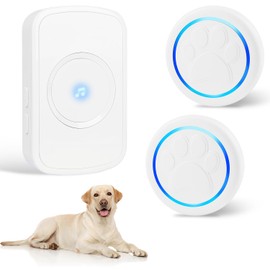 Dog Door Bell for Potty Training Wireless Doggie Doorbell to Go Outside 1000FT Long Range Super-Light Touch Button 60 Chimes & 5 Adjustable Volume Levels IP55 Waterproof(1 Receiver+2 Button)