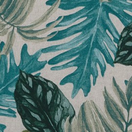 Kt KILOtela - Printed Half Panama Fabric - Cotton & Polyester - 280 cm wide - by half metre | Tropical plants - Green