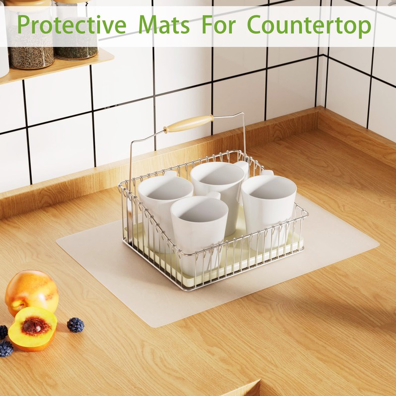 Small Translucent Silicone Mats: 7.9”x9.5” Clear Non-Slip Countertop Protector Liner