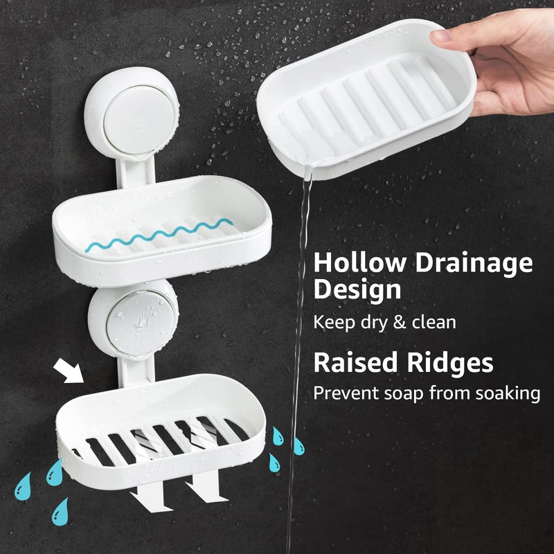 LEVERLOC Soap Dish Suction Cup NO-Drilling & Removable Suction Cup