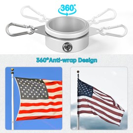Anovo Flag Pole Rings, Flagpole Rings Aluminum Alloy 360° Rotating Anti Wrap Flag Mounting Spinning Ring Clips for 1.75-2.02 Inch Diameter Flagpole (2 Inch -Pack of 2, Matte Silver)