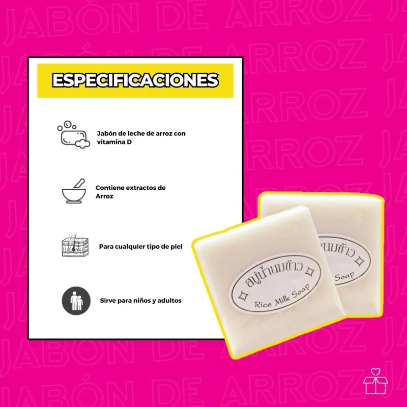 Jabón Tailandés De Arroz Hecho A Mano Colágeno Vitamina E