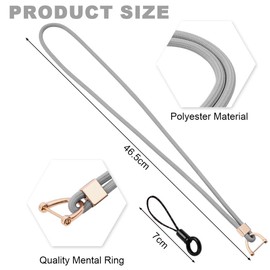 Vicloon Lanyard Neck Strap, Badge Lanyards with Metal Key Rings and Lanyard Phone Ring Strap Detachable Lanyards for ID Badge Holder Keys Phone (Grey)