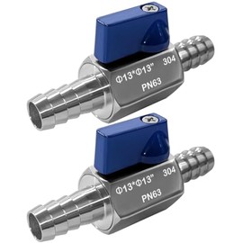 Beduan 2PCS 1/2” Hose ID Barb Ball Valve 304 Stainless Steel Mini Shut Off Valve for Water Gas Fuel Drip Irrigation and Aquariums