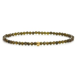 Echtes Goldobsidian Edelstein Armband mit facettierten 3mm Perlen - verschiedene Längen - Heilstein Schutzstein Edelsteinarmband Glücksbringer Talisman Geschenk (Goldobs., 14CM)