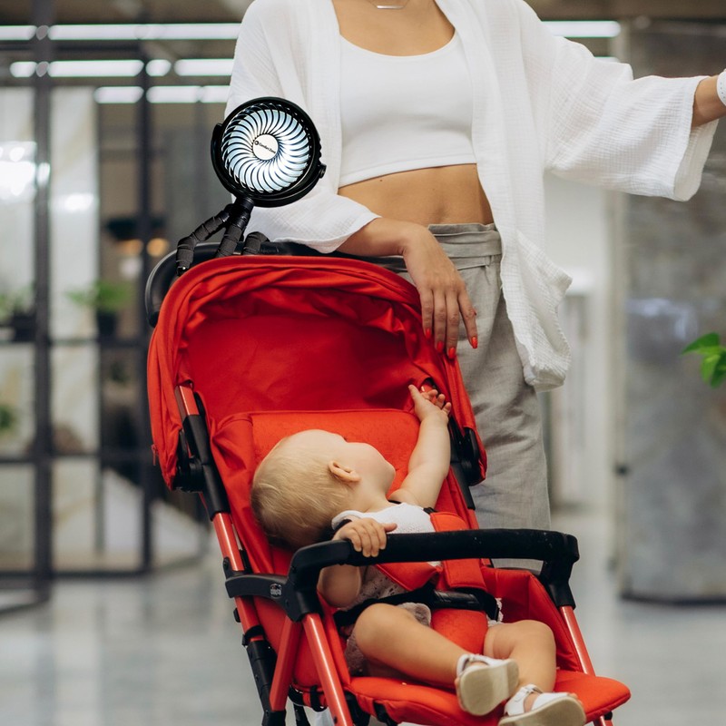 Comfort Zone Portable Stroller Fan, 3 Speed Rechargeable Battery Clip