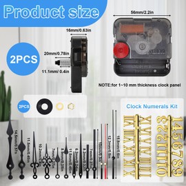 QLOUNI 2 Pieces Clock Movement for Wall Clock, Silent Clock Movement Set with 2 Clock Number Sets, 5 Clock Hand Sets, DIY Clock Repair Kit, Radio Wall Clock for Clock Replacement Parts