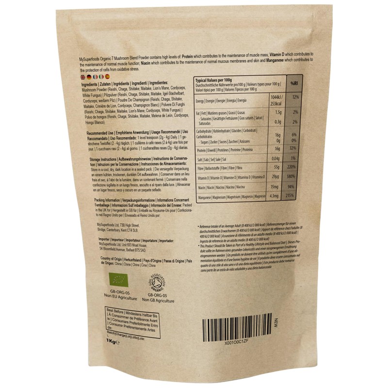 MySuperfoods Organic Mushroom Blend Powder 1kg