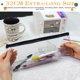 Surcotto Clear Pencil Case, 32 cm Clear Pencil Case for Exams,Transparent Pencil Case for 30 cm Ruler Long Pencil Case for GCSEs, 1 Piece (Ruler not Included