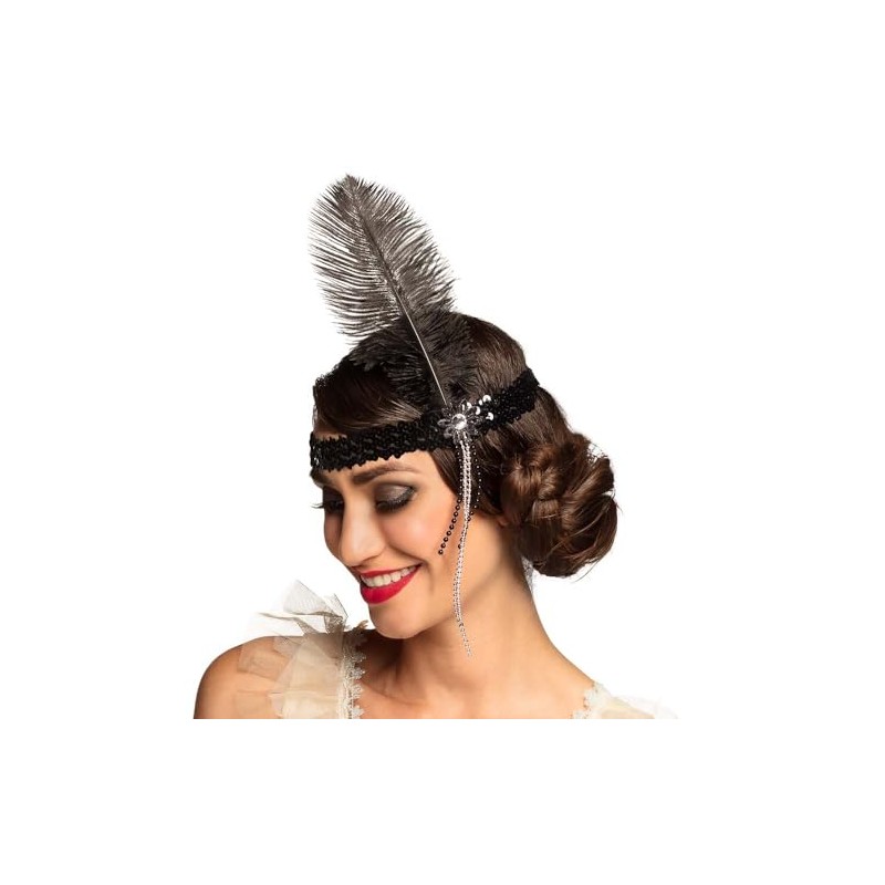 Boland 10102276 Gangster Charleston 00620 Feathered Band Black, One Size