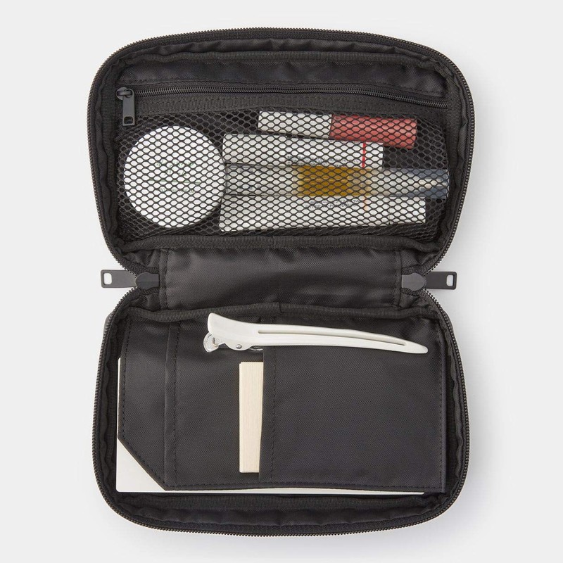 MUJI 02869175 Nylon Book Shaped Pouch, Black, Approx. 4.7 x